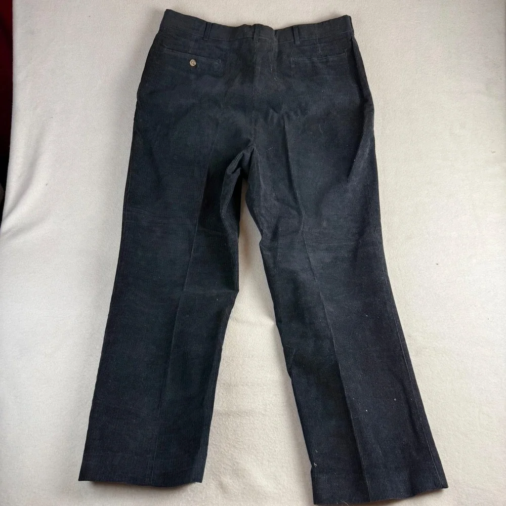 Reed St James Mens Pleated Corduroy Trousers Navy Blue 38x30 Straight Leg 03364